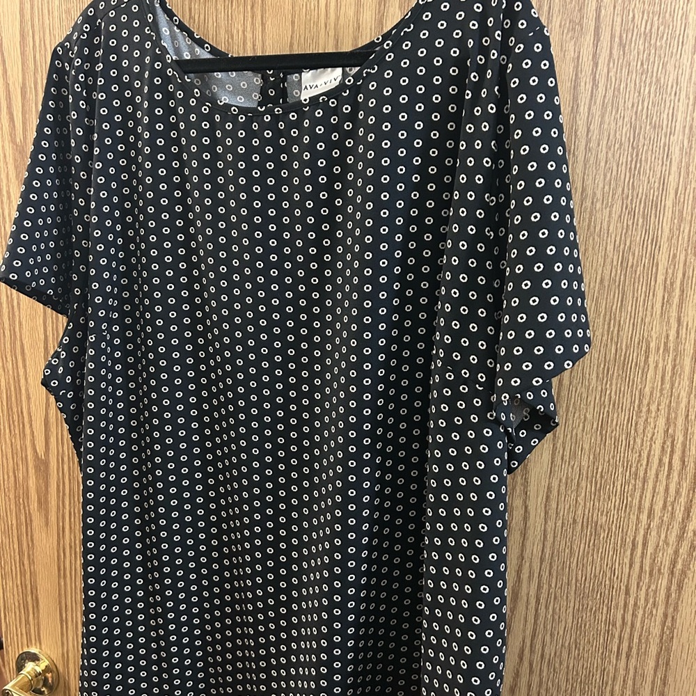 Ava & Viv Black and White Polka Dot Women's Top